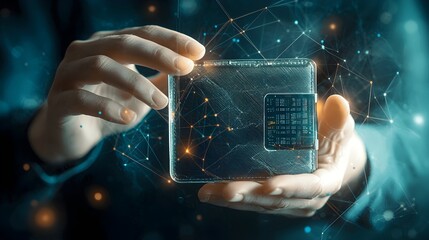Aufkleber - Invisible Hands Reaching for a Transparent Digital Wallet Containing Financial Data and Information Symbolic of Technology Security and Access to Financial Resources