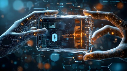 Aufkleber - Invisible hands reaching out towards a transparent wallet containing financial data and information symbolizing the unseen forces and digital nature of modern finance and banking