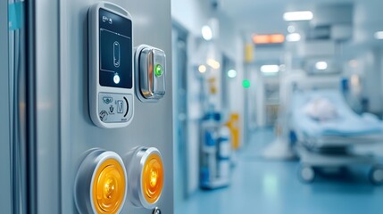 Poster - Keycard Reader System Installed on the Door to an X Ray Room Featuring Indicator Lights for Access Control and Security in a Healthcare Facility