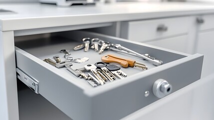 Aufkleber - Lockable Drawer Containing Spare X Ray Room Keys and Tools for Secure Storage and Access Control in Medical Facility