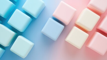 Poster - Abstract Pastel Cubes in Light Color Palette