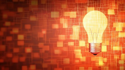 Poster - Abstract Light Bulb Icon in Digital Background