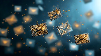 Aufkleber - Transparent email icons floating in the digital space revealing the hidden fraudulent content within the messages signaling the need for cybersecurity awareness and protection against online threats