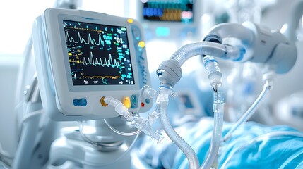 Aufkleber - Ventilator tubing connected to a patient monitor