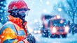 © Tetiana - Construction worker wearing safety glasses standing during snowfall