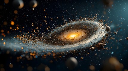 Fototapete - Captivating cross section of the Milky Way galaxy showcasing its intricate stellar clusters nebulae and the mysterious presence of dark matter offering a unique scientific visualization of the cosmos