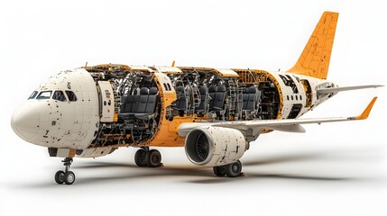 Poster - Comprehensive Cross Section of a Commercial Aircraft Showcasing Seats Cargo Hold Cockpit and Fuel Tanks for Aviation and Transport Concepts