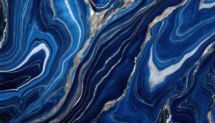 Poster - Deep Blue Marble Texture with Gold Veins and Organic Flowing Patterns. Sophisticated Abstract Design for High-End Interiors, Modern Artwork, and Luxury Fashion Applications