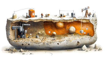 Poster - Detailed Cross Section Depicting the Intricate Layers and Structures of the Earth s Core Including Tectonic Plates Magma Flow and Mantle Movement