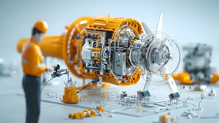 Leinwandbilder - Detailed Cross section of a Wind Turbine Showcasing its Rotors Energy Converters Grid Connections and the Integrated Technological Components that Enable Renewable Electricity