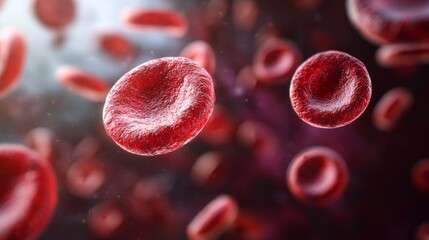Poster - A close up of red blood cells with a red background