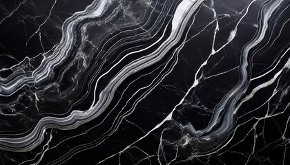 Poster - Exquisite Black Marble with Dramatic White Veining and Intricate Streaks. Ideal for Luxury Interior Designs, Sophisticated Flooring, Countertops, or High-End Architectural Features and Accents