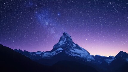 Poster - Abstract success concept featuring a mountain peak and stars. 