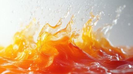 Poster - A splash of orange liquid in a white background
