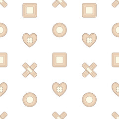 A seamless pattern background with regular arrangements of various shaped bandages.. 다양한 모양의 반창고가 규칙적으로 배열되어있는 이음새 없는 패턴의 배경지