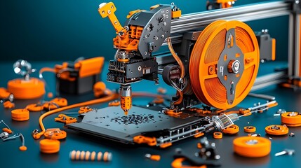 Aufkleber - Detailed Cutaway View Exposing the Intricate Mechanical Workings of a 3D Printer Highlighting Its Nozzles Filament Spools and Other Critical Components