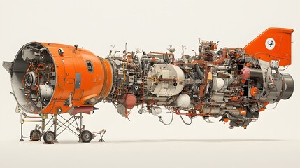 Aufkleber - Detailed cutaway view of a rocket engine revealing the internal components such as fuel chambers ignition systems and thrust nozzles