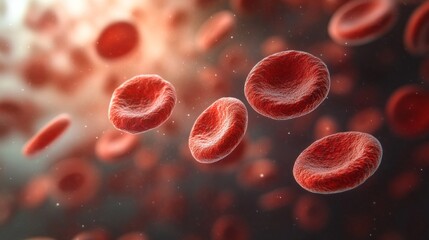 Poster - A close up of red blood cells with a blurry background