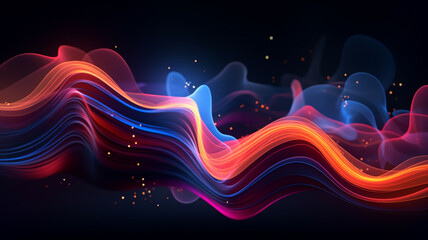 Wall Mural - colorful smooth wave lines wave element black background designed with a material that has a surface