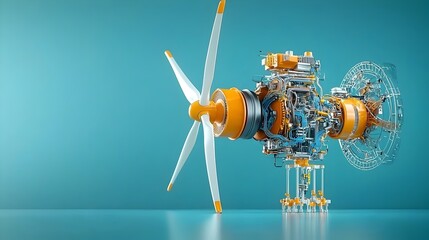 Leinwandbilder - Layered cross section of a wind turbine exposing the intricate details of the blades generator and control mechanisms that work together to harness renewable wind energy