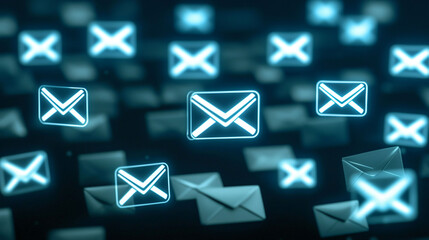 Poster - Digital spam warning icons flashing in cluttered background