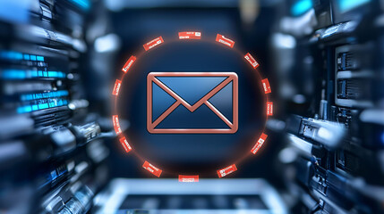 Poster - Digital inbox with email icon signaling spam alerts and notifications
