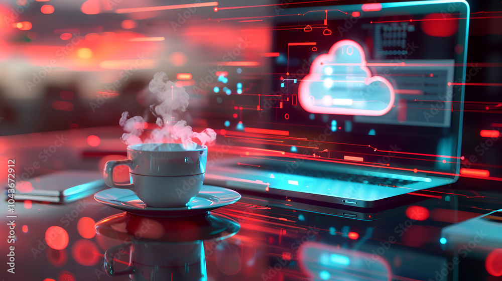Cloud Computing and Cybersecurity Digital Cloud with Binary Code ...