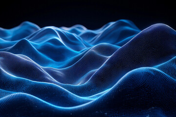 Poster - Abstract representation of waves in blue and black background