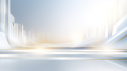Poster - Architecture background design, Empty Product Presentation with Buildings in the Background.