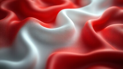 Poster - A red and white fabric with a wave pattern