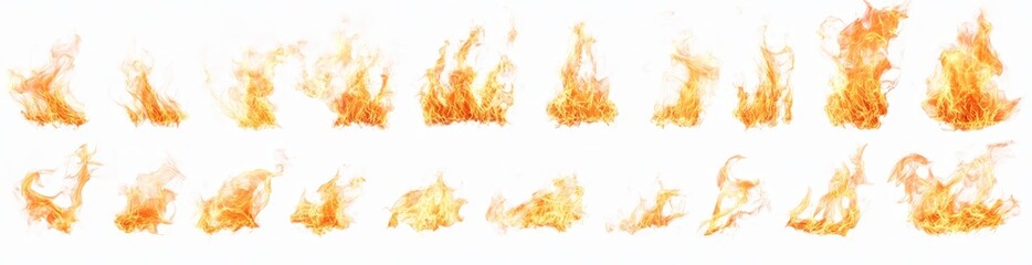 Poster - isolated on transparent background, this collection set features realistic fire flame effects.