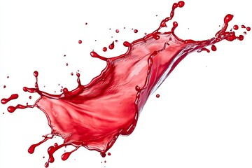 Poster - Strawberry sauce, red juice swirl, liquid fluid element flowing, red berry jam splash with bubbles on transparent background.