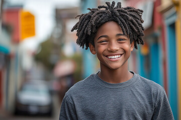 Black teenager boy on a outdoors background