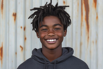 Black teenager boy on a outdoors background