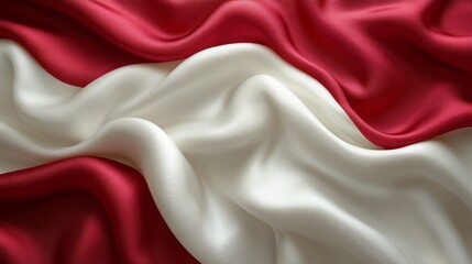 Poster - A red and white fabric with a wave pattern