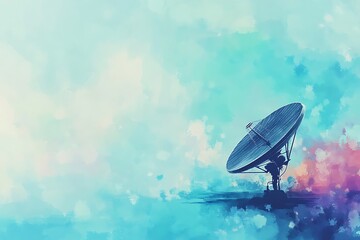 Sticker - Satellite Dish on a Watercolor Sky.