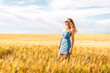 © Константин Плотников - Russia, Republic of Tatarstan, Kalmash village, August 01, 2024, 17:00, girl in a dress in a wheat field in summer
