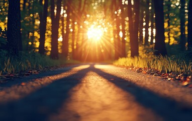 Poster - Sunlight filters through forest trees