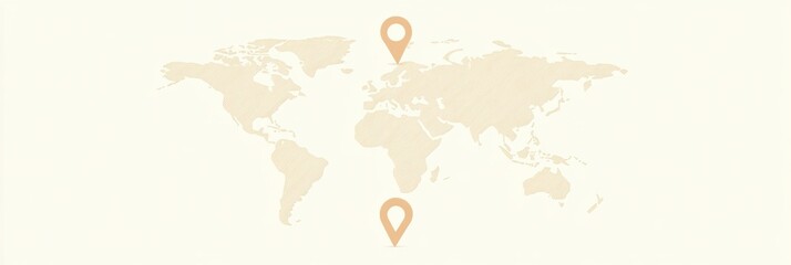 Aufkleber - A world map outline displays several pins indicating key travel destinations for globetrotters seeking their next adventure. Generative AI