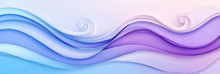 Canvas Print - Dynamic abstract depiction of ocean waves in layered gradient blue and purple tones with flowing shapes