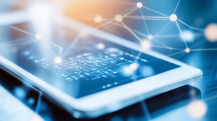 Poster - A visual representation of digital devices communicating, highlighting data transfer and connectivity