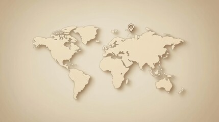Poster - This world map outline features several map pins marking popular travel destinations across different continents for travelers. Generative AI