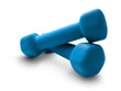 © Sergey Yarochkin - Blue dumbbells on white background