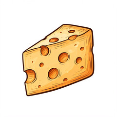 cartoon illustration of a piece of swiss cheese isolated on white background