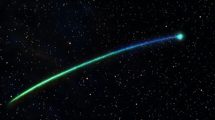 Wall Mural - a bright green comet streaks across the dark night sky, leaving a glowing trail.