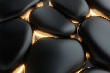 Canvas Print - smooth black stones with soft lighting creating a tranquil atmosphere.