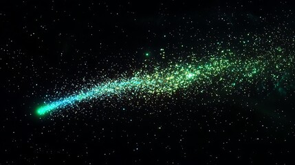 Poster - A glowing green comet streaks across the night sky, leaving a trail of sparkling dust.