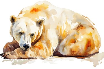 Poster - Watercolor Painting of a Resting Polar Bear.