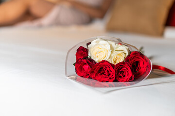 Romantic Bouquet of Red and White Roses