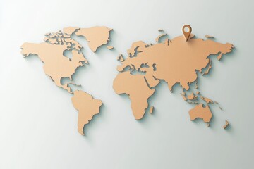 Aufkleber - A world map outline featuring highlighted travel pins indicating major destinations for planning exciting adventures. Generative AI